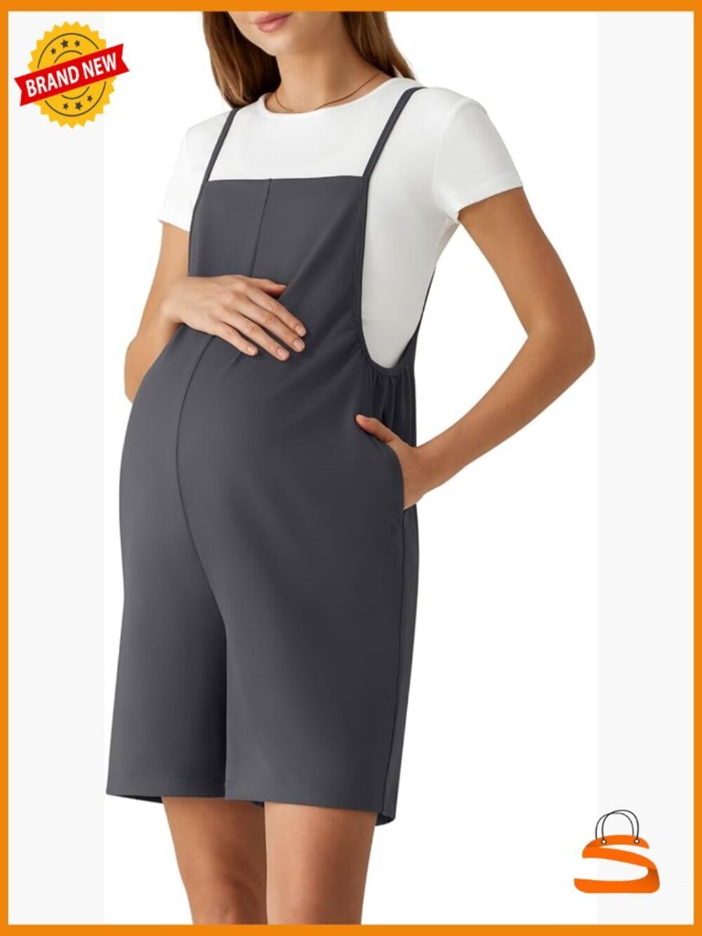 Maternity Overalls Adjustable Straps Wide Leg Jumpsuit Shorts Work Casual